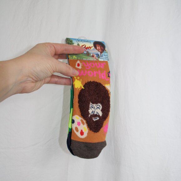 Bob Ross Socks 2 Pack Unisex Men’s Size 8-12 Joy Of Painting Brown NEW - Picture 2 of 6